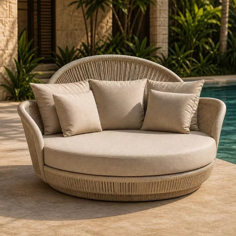 Outdoor Furniture Without Cushions - Outdoor Rattan Sofa Lounger with Cushion