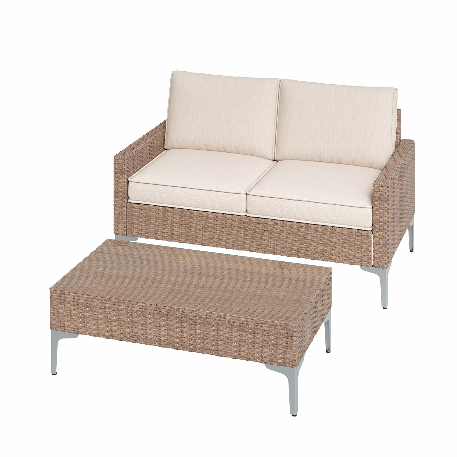 Outdoor Furniture Loveseat - 2-Piece Outdoor Sectional Sofa, All-Weather Wicker