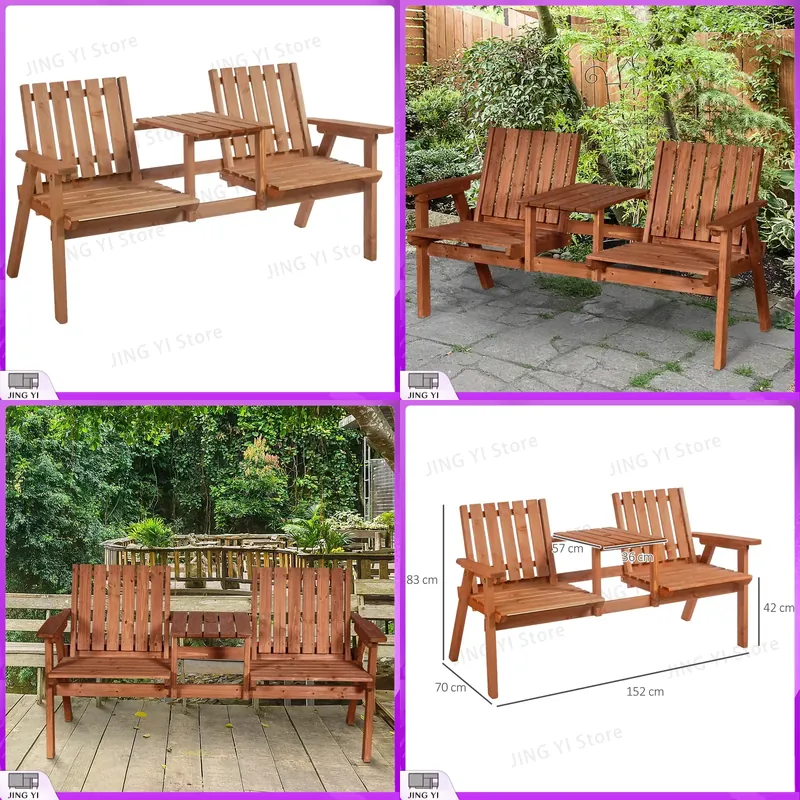 Outdoor Furniture Loveseat - 2 Seater Wooden Garden Bench Outdoor