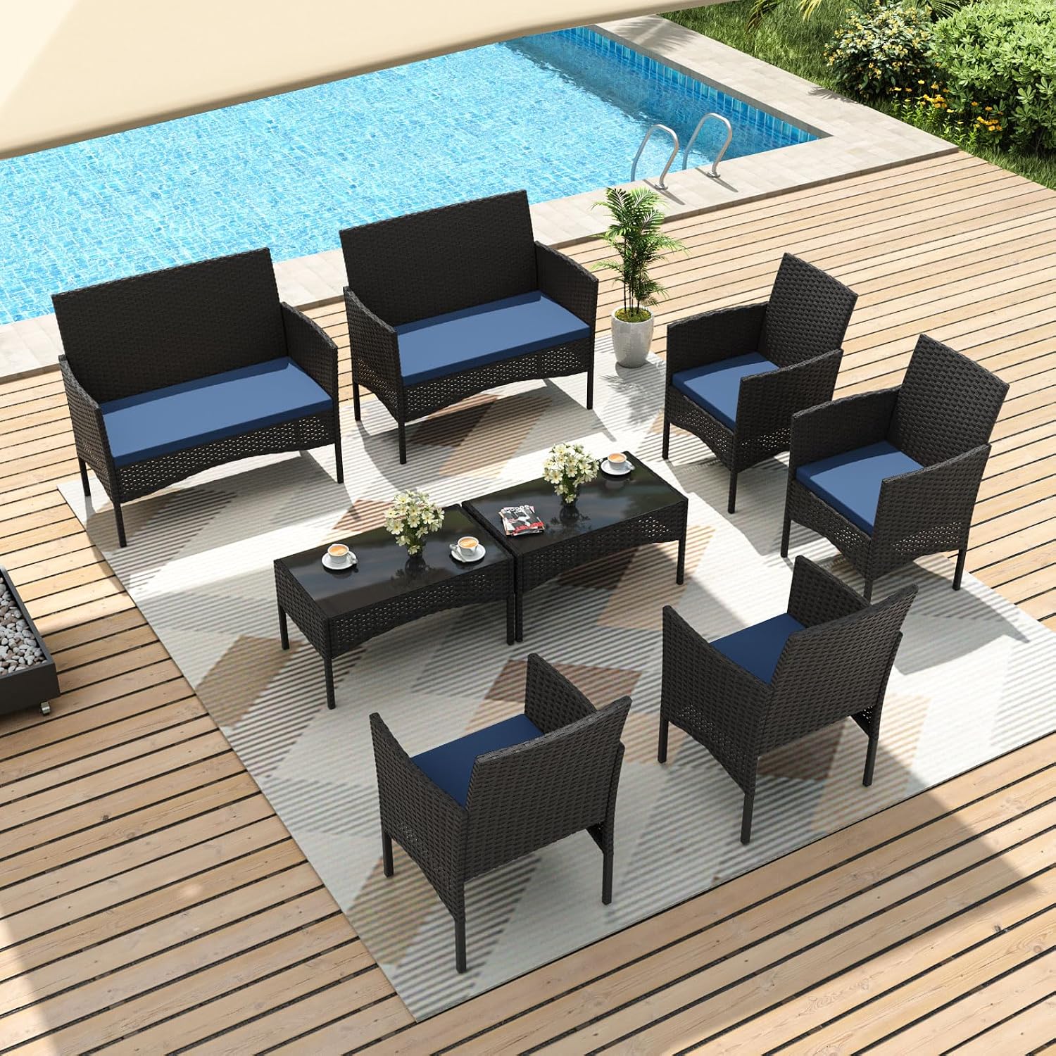 8 Pieces Patio Furniture Set,  - Outdoor Furniture Loveseat review and price