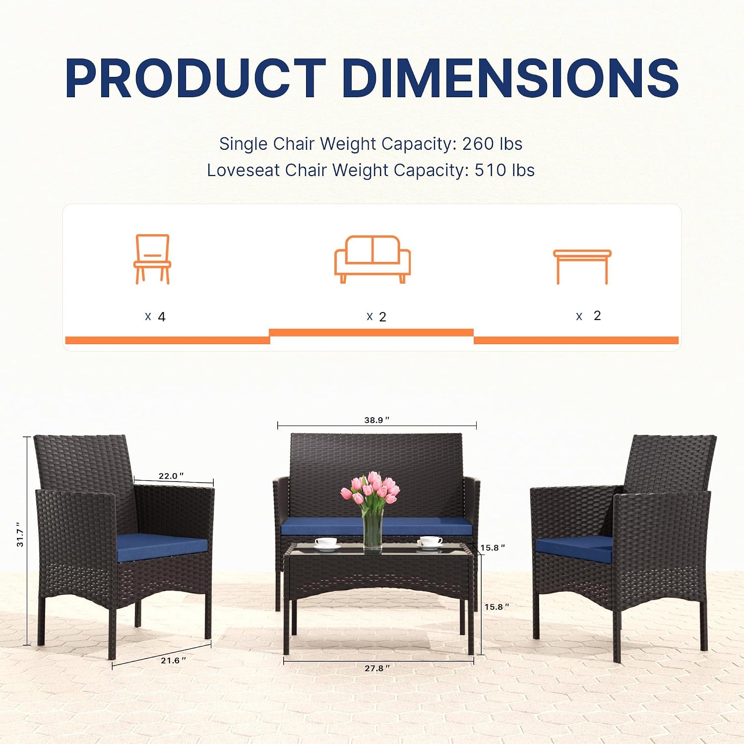 8 Pieces Patio Furniture Set,  - Outdoor Furniture Loveseat review and price