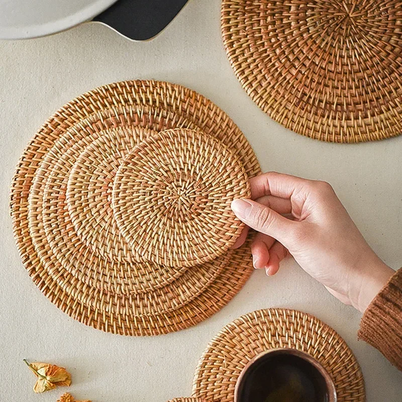 Handmade Round Rattan Coasters - Outdoor Furniture Sale review and price