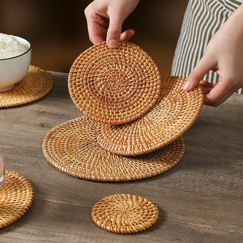 Handmade Round Rattan Coasters - Outdoor Furniture Sale review and price