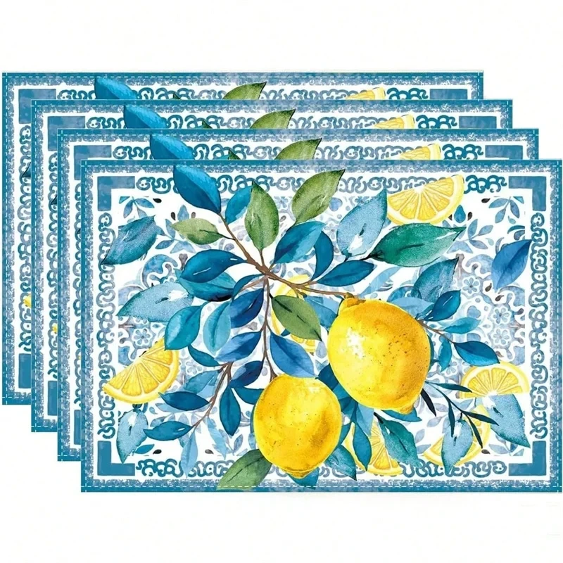 4Pcs Watercolor Blue Flower Le - Outdoor Furniture Dining review and price