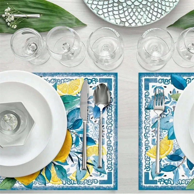 4Pcs Watercolor Blue Flower Le - Outdoor Furniture Dining review and price
