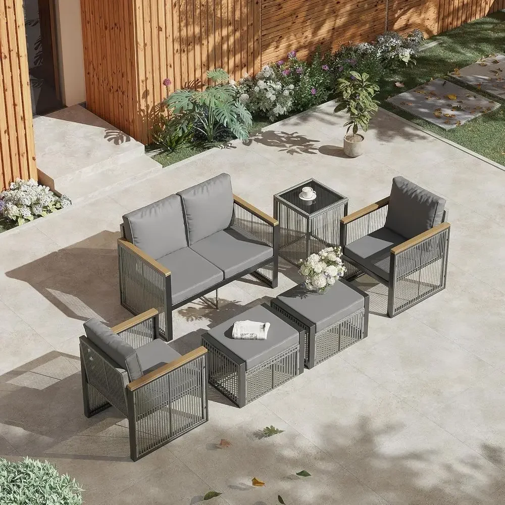 6-Piece Grey Outdoor Patio Fur - Outdoor Furniture Loveseat review and price