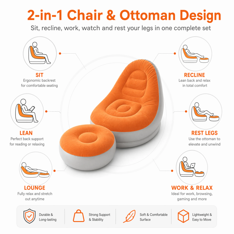 Flocking Inflatable Lazy Sofa  - Outdoor Furniture Sale review and price