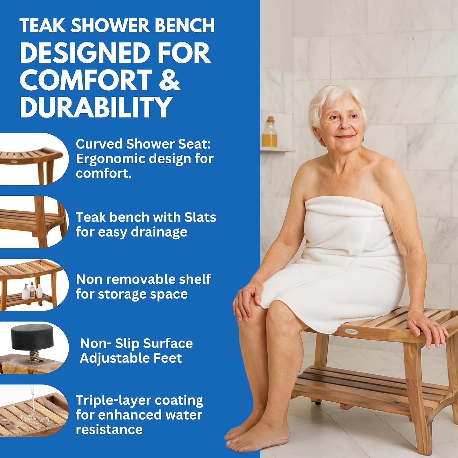 Teak Shower Bench Spa Bath Sho - Outdoor Furniture Teak Wood review and price