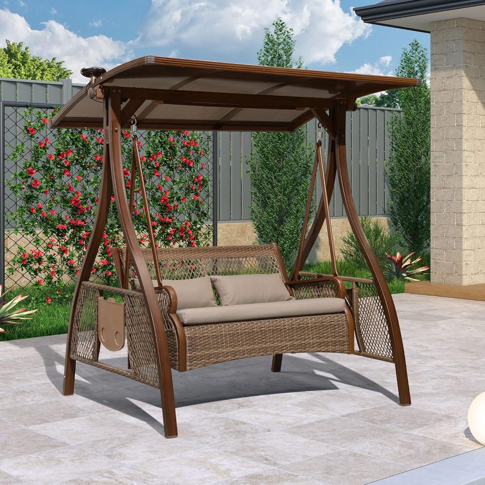 Patio Porch Swing Chair with 2 - Outdoor Furniture Without Cushions review and price