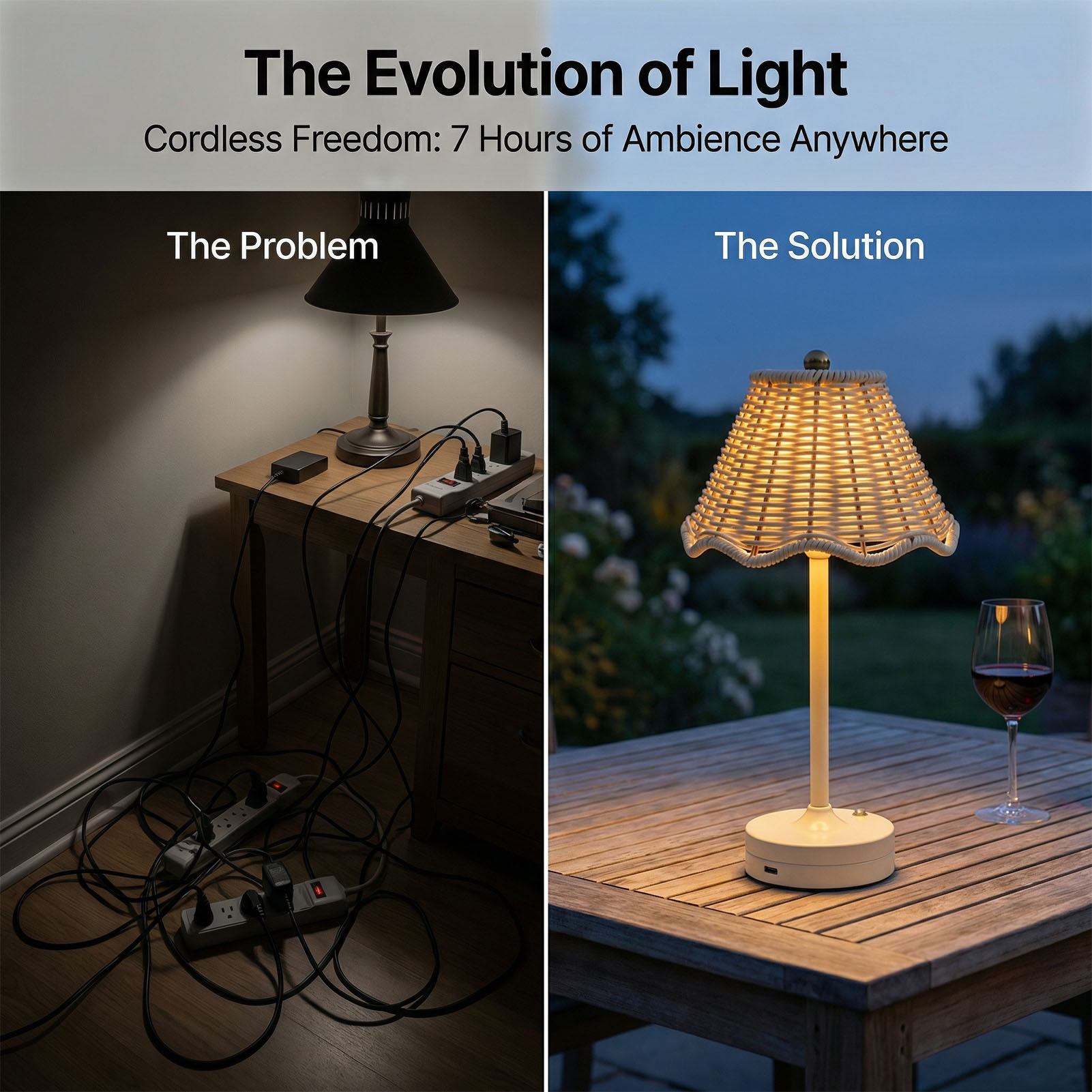 LED Vintage Rattan Table Lamp  - Outdoor Furniture Sale review and price