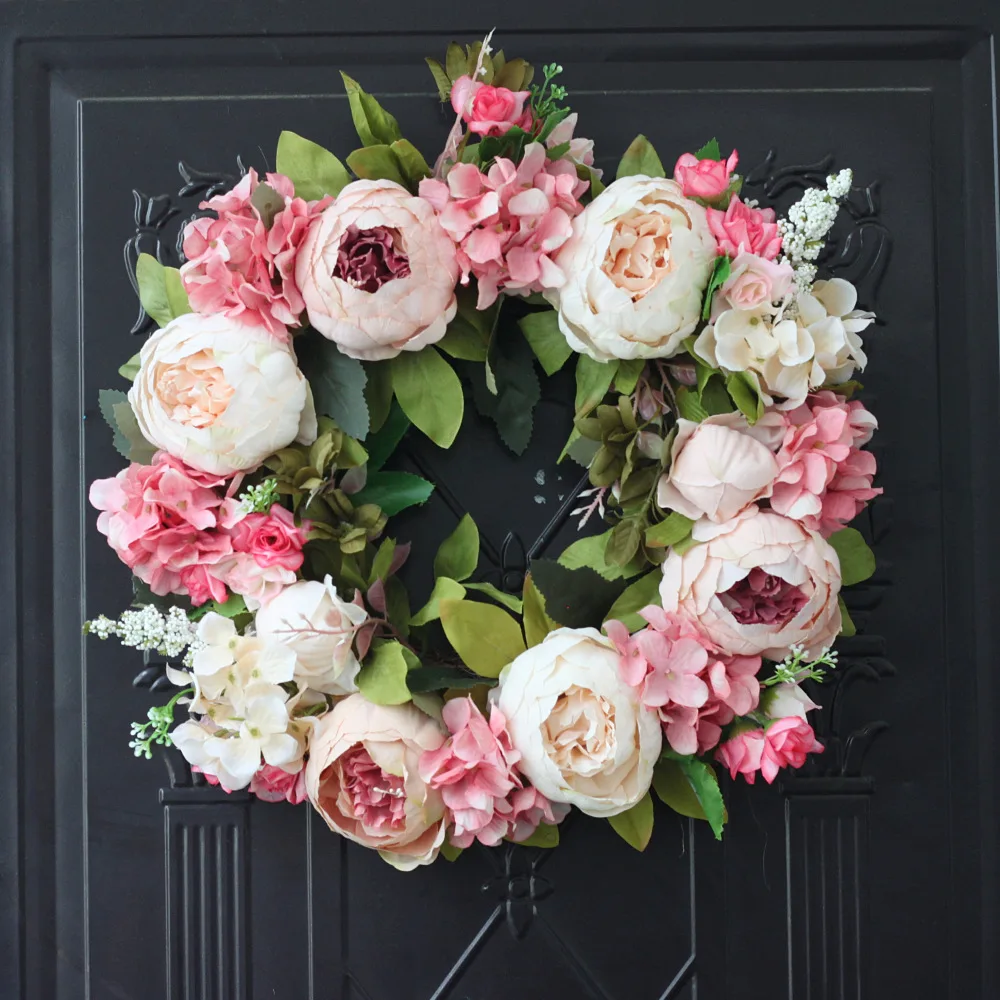 Artificial Peony Wreath Garlan - Outdoor Furniture Sale review and price