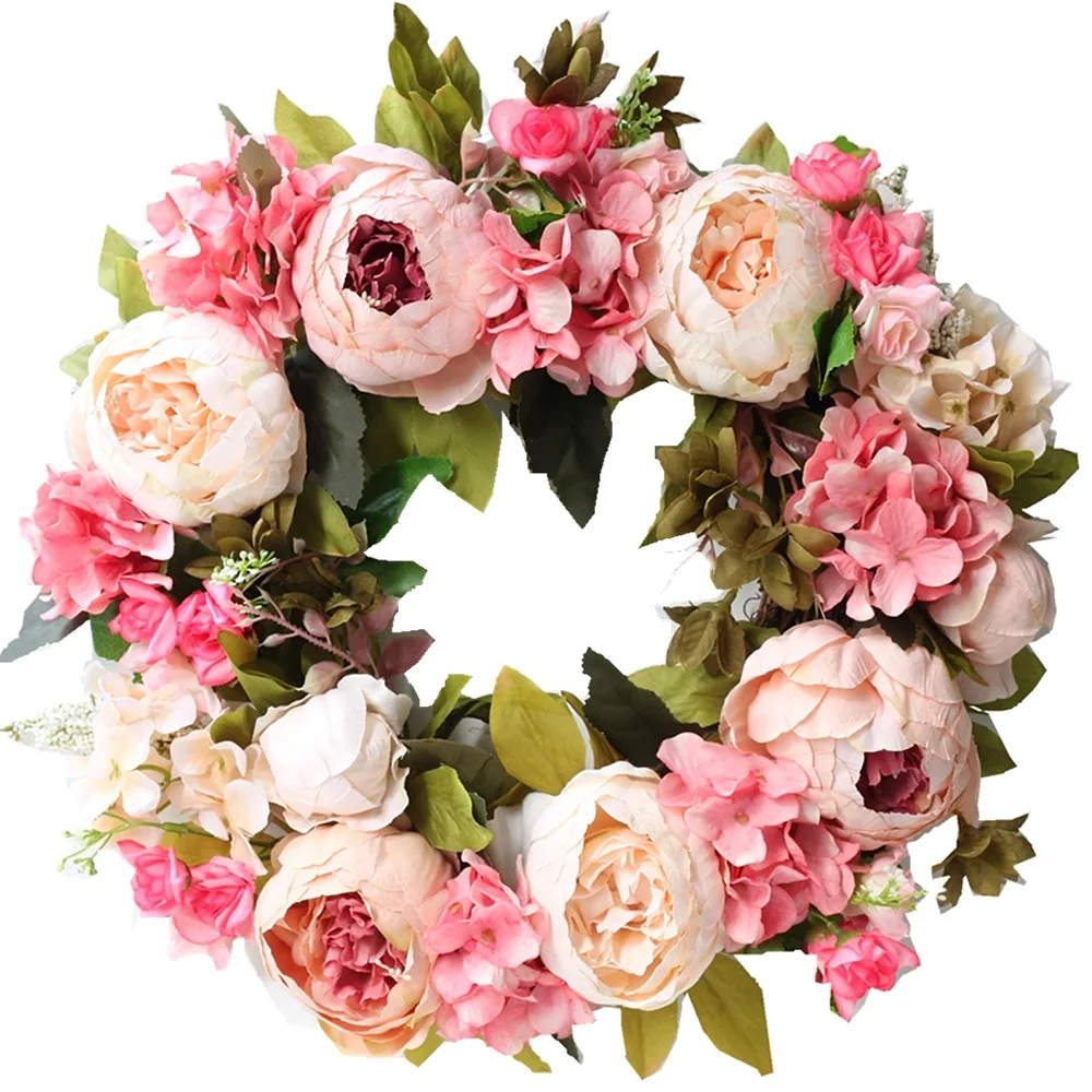 Artificial Peony Wreath Garlan - Outdoor Furniture Sale review and price