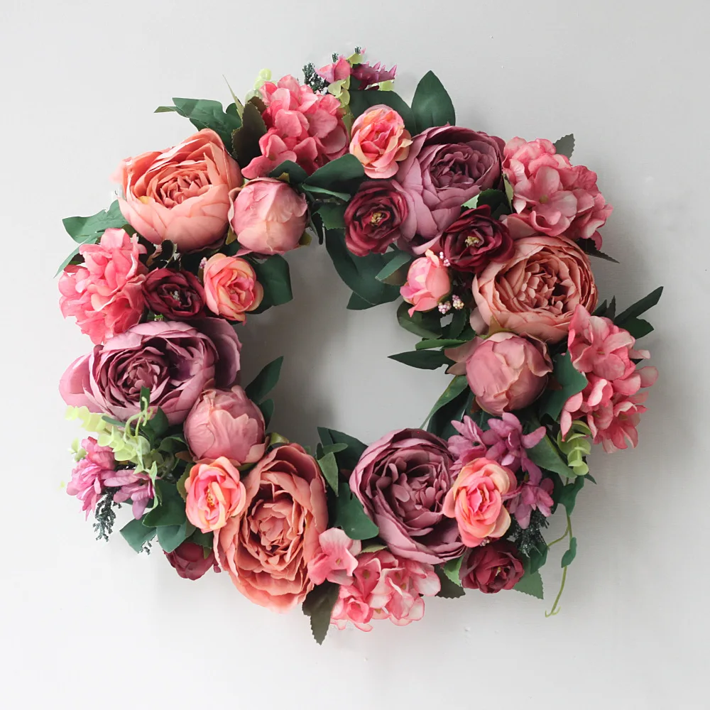 Artificial Peony Wreath Garlan - Outdoor Furniture Sale review and price