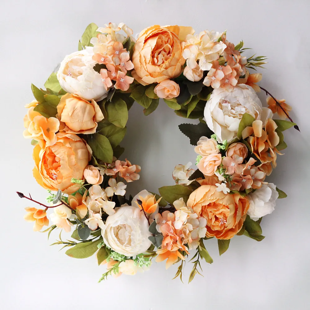 Artificial Peony Wreath Garlan - Outdoor Furniture Sale review and price