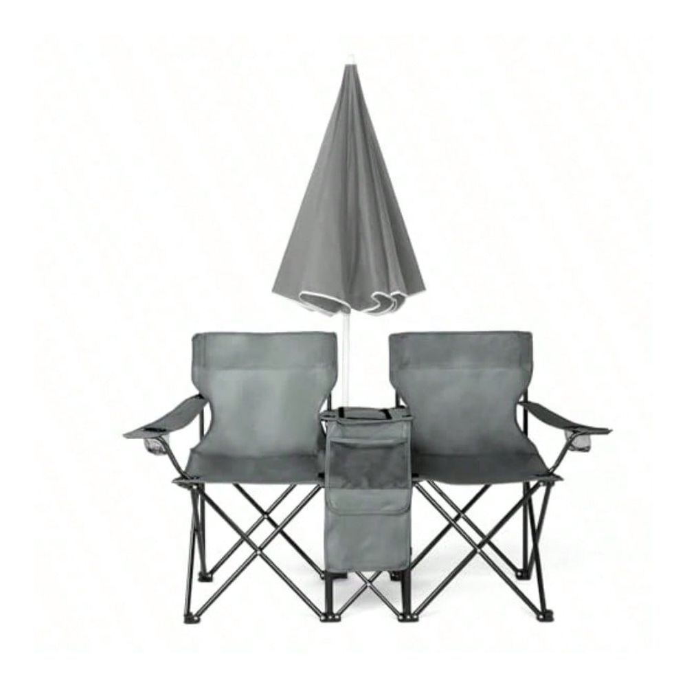 Double Camping Chair With Umbr - Outdoor Furniture Loveseat review and price