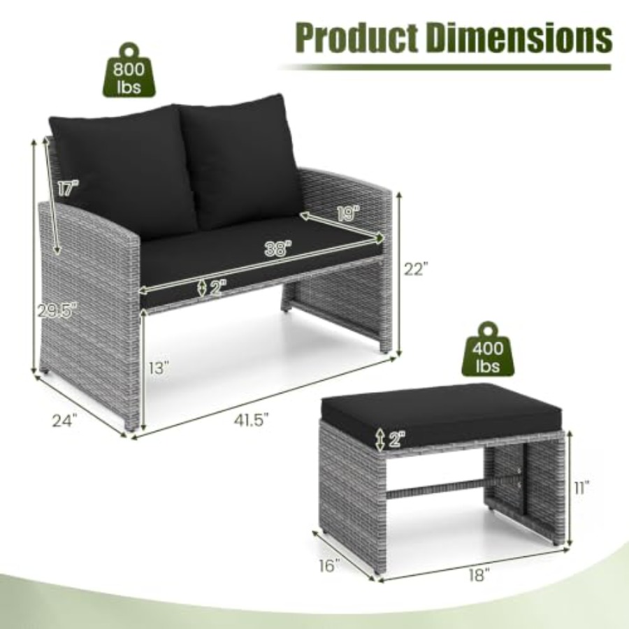 Outdoor Loveseat with 2 Ottoma - Outdoor Furniture Loveseat review and price